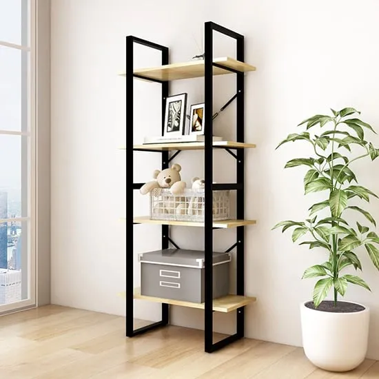 Aharon 4-Tier Bookshelf - Natural, Pinewood