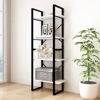 Aharon 4-Tier Bookshelf - White, Pinewood