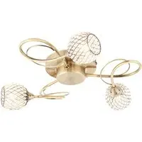 Aherne 3 Lights Semi Flush Ceiling Light - Antique Brass, Glass