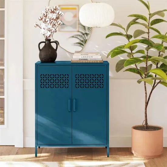 Aiken 2 Door Storage Cabinet - Deep Ocean Blue, Metal image