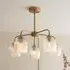 Aiken 5 Light Ribbed Glass Ceiling Light - Brushed Aged Brass