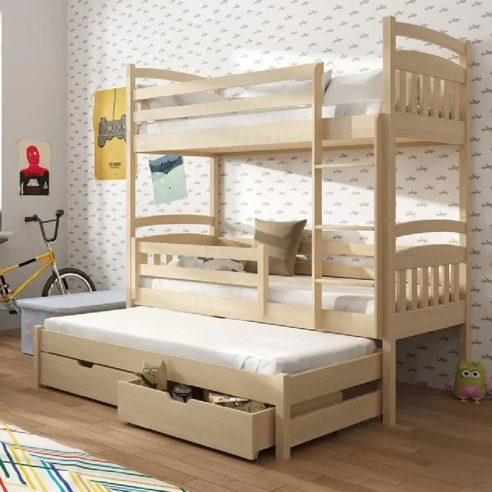 Aiken Bunk Bed with Foam Mattress - Pine, Wood
