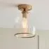 Aiken Clear Glass Flush Ceiling Light - Brushed Aged Brass