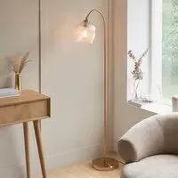 Aiken Ribbed Glass Floor Lamp - Brushed Aged Brass