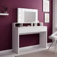 Aiken Wooden Dressing Table with LED Mirror - White Gloss