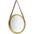 Ailie Medium Round Wall Mirror with Faux Leather Strap - Gold
