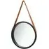 Ailie Small Round Wall Mirror with Faux Leather Strap - Black