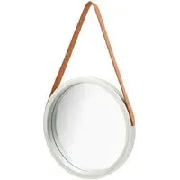 Ailie Small Round Wall Mirror with Faux Leather Strap - Silver