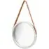 Ailie Small Round Wall Mirror with Faux Leather Strap - Silver