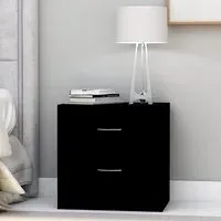 Aimo Bedside Cabinet with 2 Drawers - Black, Engineered Wood