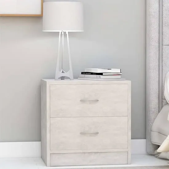 Aimo Bedside Cabinet with 2 Drawers - Concrete Effect image