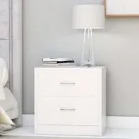 Aimo Bedside Cabinet with 2 Drawers - White, Engineered Wood