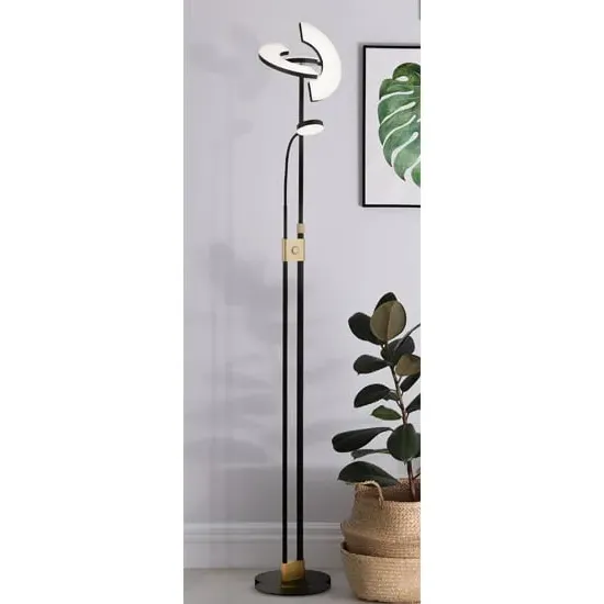 Ain Mother Child LED Floor Lamp - Black, Satin Brass