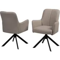 Airdrie Dining Chairs with Black Legs - Stone, PU Leather