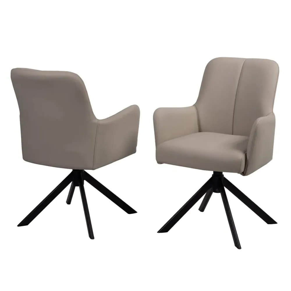 Airdrie Dining Chairs with Black Legs - Stone, PU Leather image
