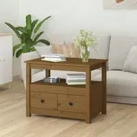 Aitla Coffee Table with 2 Drawers - Honey Brown, Pine Wood