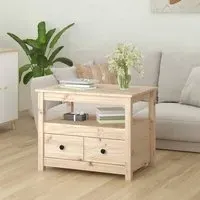 Aitla Coffee Table with 2 Drawers - Natural, Pine Wood