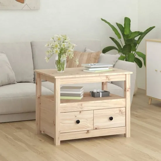 Aitla Coffee Table with 2 Drawers - Natural, Pine Wood image