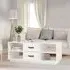 Aivar Coffee Table with 2 Drawers - White, Pine Wood
