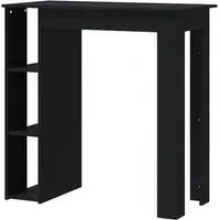 Aiza Bar Table with Shelf - Black, Engineered Wood