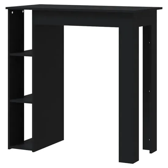 Aiza Bar Table with Shelf - Black, Engineered Wood