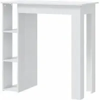 Aiza Bar Table with Shelf - White