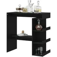 Aiza Bar Table with Storage Rack - Black, Engineered Wood