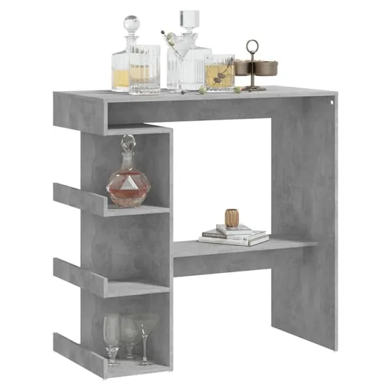 Aiza Bar Table with Storage Rack - Concrete Effect, Engineered Wood image