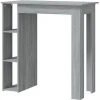 Aiza Bar Table with Storage Rack - Grey Sonoma, Engineered Wood