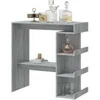 Aiza Bar Table with Storage Rack - Grey Sonoma, Engineered Wood
