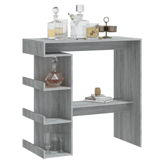 Aiza Bar Table with Storage Rack - Grey Sonoma, Engineered Wood