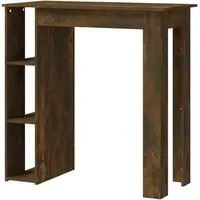 Aiza Bar Table with Storage Rack - Smoked Oak, Engineered Wood