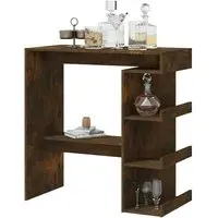 Aiza Bar Table with Storage Rack - Smoked Oak, Engineered Wood