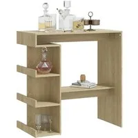 Aiza Bar Table with Storage Rack - Sonoma Oak, Engineered Wood