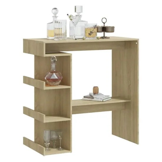 Aiza Bar Table with Storage Rack - Sonoma Oak, Engineered Wood