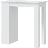 Aiza Bar Table with Storage Rack - White, Engineered Wood