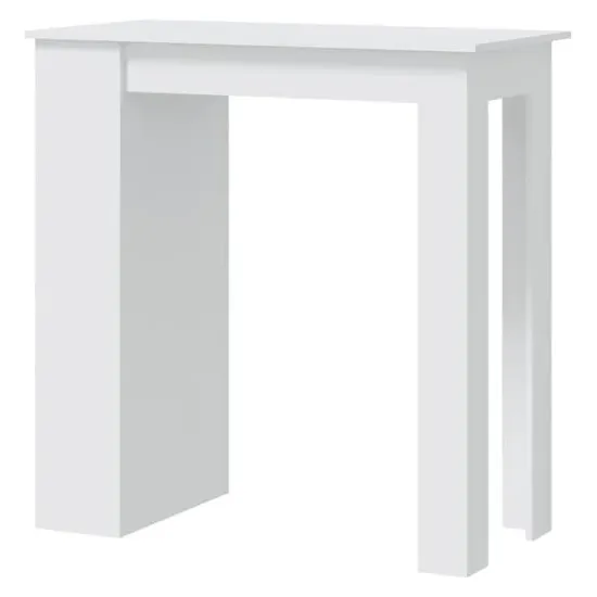 Aiza Bar Table with Storage Rack - White, Engineered Wood