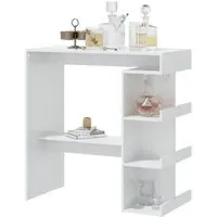 Aiza Bar Table with Storage Rack - White, High Gloss