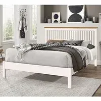 Aizza Single Bed Frame - White, Hevea Hardwood