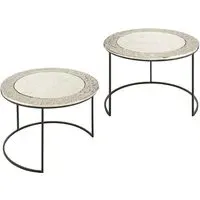 Akela Large Round Set Of 2 Side Tables - Brass, Glass