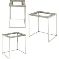 Akela Rectangular Set Of 3 Side Tables - Silver, Glass