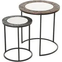 Akela Small Round Set Of 2 Side Tables - Copper, Glass
