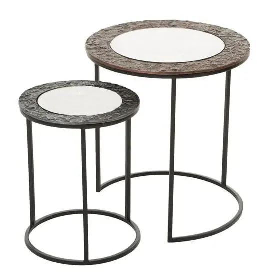 Akela Small Round Set Of 2 Side Tables - Copper, Glass image