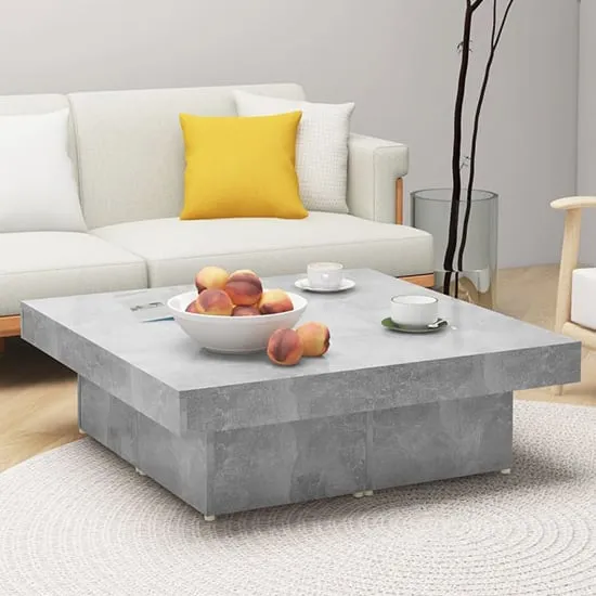 Akili Square Coffee Table - Concrete Effect, Chipboard