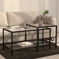 Akio Nesting Coffee Tables with Undershelf - Clear, Glass