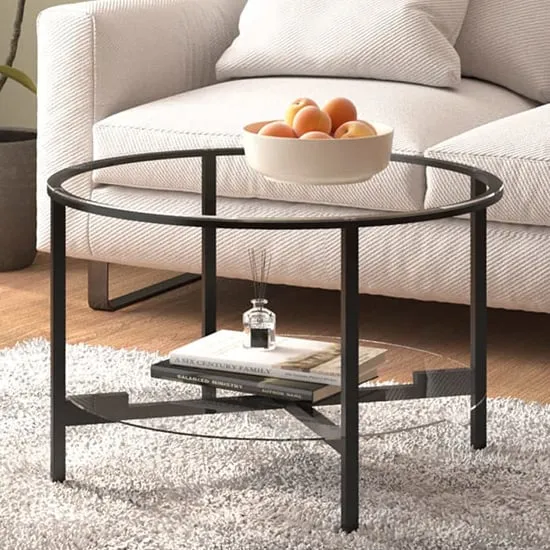 Akio Round Coffee Table with Undershelf - Clear, Glass image