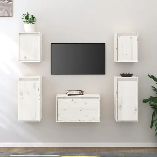 Akiva Wall Entertainment Unit - White, Pinewood image