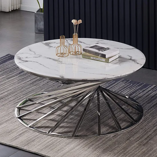 Akko Square Coffee Table - White Marble Effect, MDF product