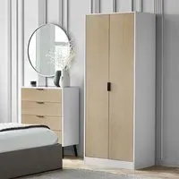 Akron 2-Door Wardrobe - White, Oak