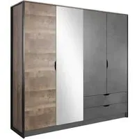 Akron 4-Door Mirrored Wardrobe - Grande Oak